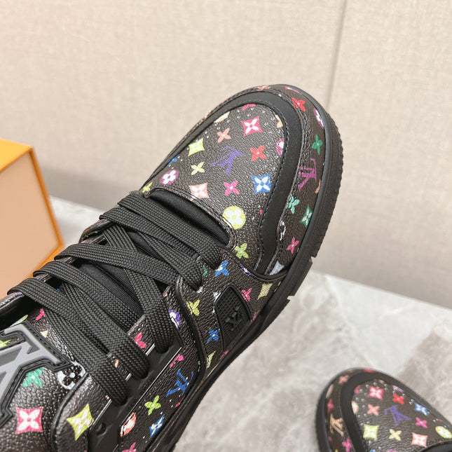 TRAINER SNEAKER IN BLACK MIX COLORFUL CALFSKIN