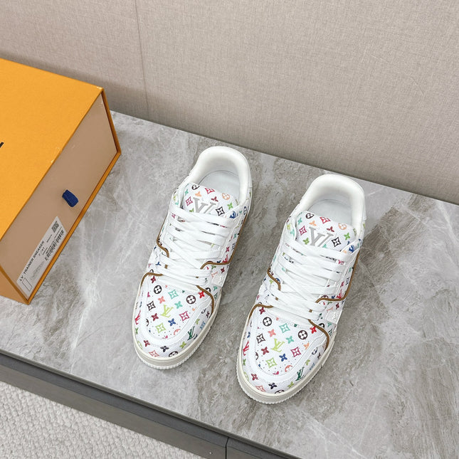 TRAINER SNEAKER IN WHITE MIX COLORFUL CALFSKIN