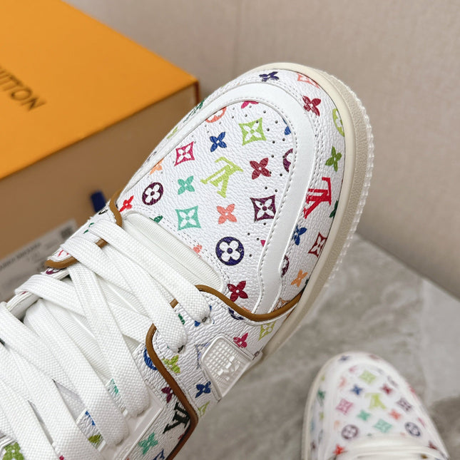 TRAINER SNEAKER IN WHITE MIX COLORFUL CALFSKIN