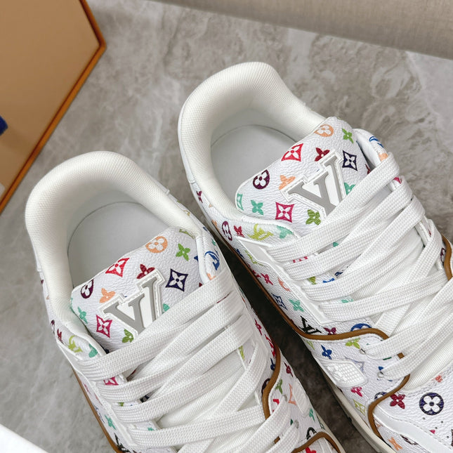 TRAINER SNEAKER IN WHITE MIX COLORFUL CALFSKIN