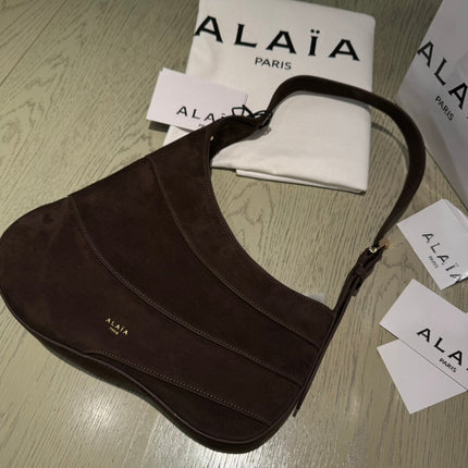 WAVE HOBO BAG 29 IN CHOCOLATE SUEDE