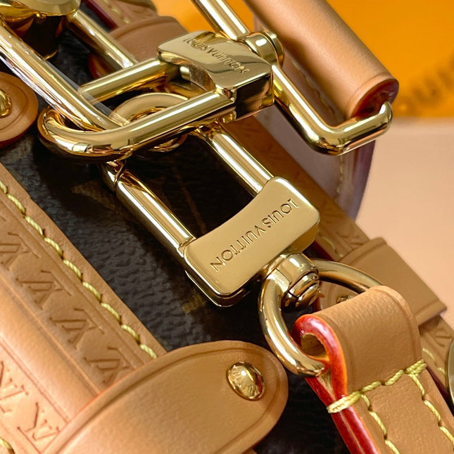 SIDE TRUNK MINI 18 IN BROWN MONOGRAM CANVAS GOLD HARDWARE
