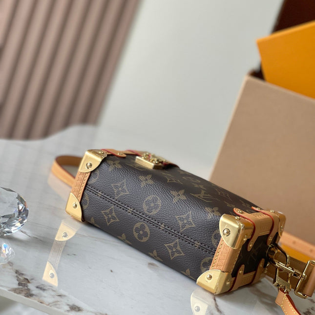 SIDE TRUNK MINI 18 IN BROWN MONOGRAM CANVAS GOLD HARDWARE