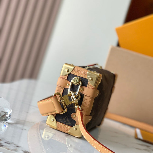 SIDE TRUNK MINI 18 IN BROWN MONOGRAM CANVAS GOLD HARDWARE