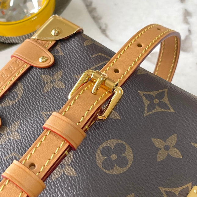 SIDE TRUNK MINI 18 IN BROWN MONOGRAM CANVAS GOLD HARDWARE