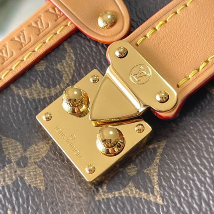 SIDE TRUNK MINI 18 IN BROWN MONOGRAM CANVAS GOLD HARDWARE
