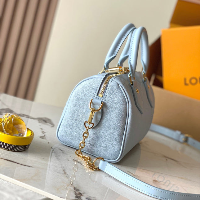 SPEEDY BANDOULIÈRE 20 IN BLUE HOUR MONOGRAM EMPREINTE LEATHER