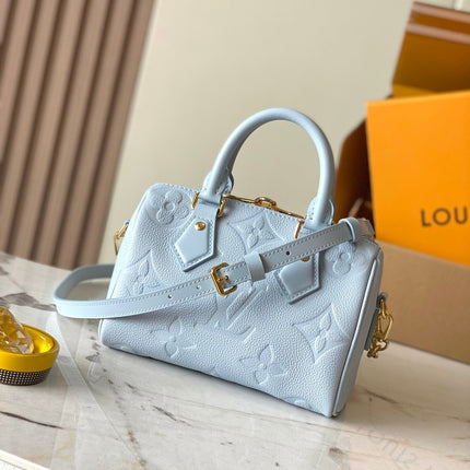 SPEEDY BANDOULIÈRE 20 IN BLUE HOUR MONOGRAM EMPREINTE LEATHER