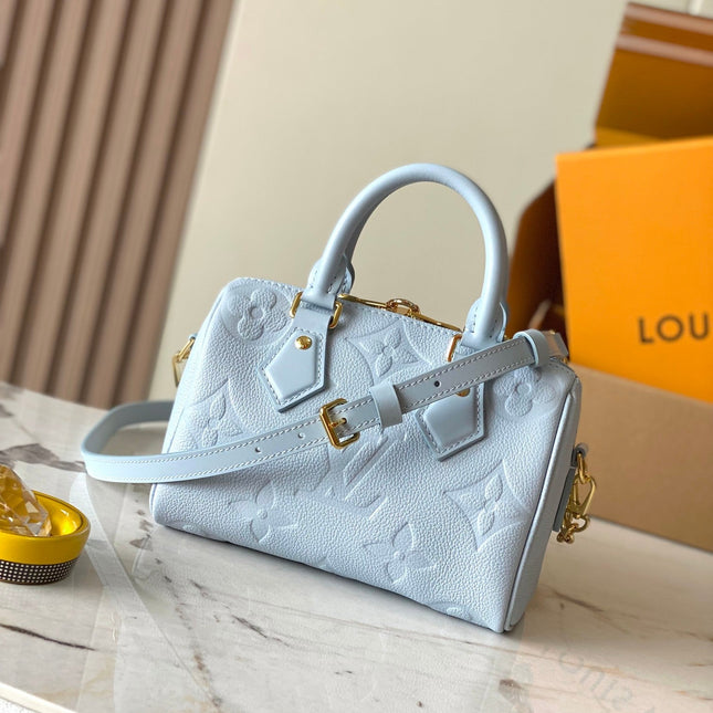 SPEEDY BANDOULIÈRE 20 IN BLUE HOUR MONOGRAM EMPREINTE LEATHER