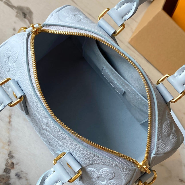 SPEEDY BANDOULIÈRE 20 IN BLUE HOUR MONOGRAM EMPREINTE LEATHER