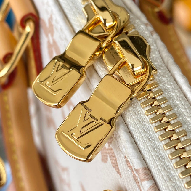 NANO ALMA 18 IN WHITE MONOGRAM DUNE CANVAS GOLD HARDWARE