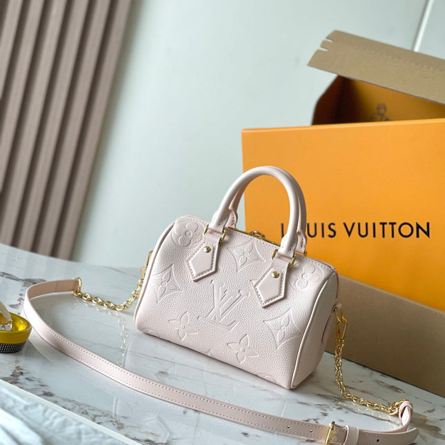 SPEEDY BANDOULIÈRE 20 IN LIGHT PINK MONOGRAM EMPREINTE LEATHER