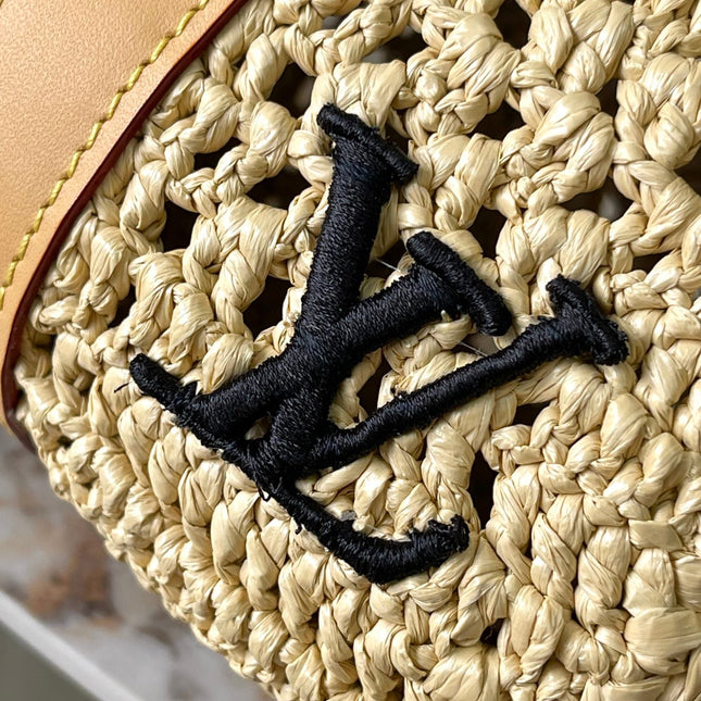 KEEPALL BANDOULIÈRE 25 IN BEIGE CROCHETED RAFFIA AND CALFSKIN TRIM