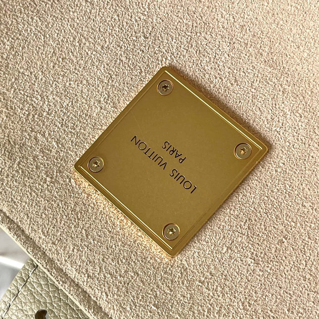 LOW KEY CABAS 47 IN BEIGE GRAINED CALFSKIN GOLD BUCKLE