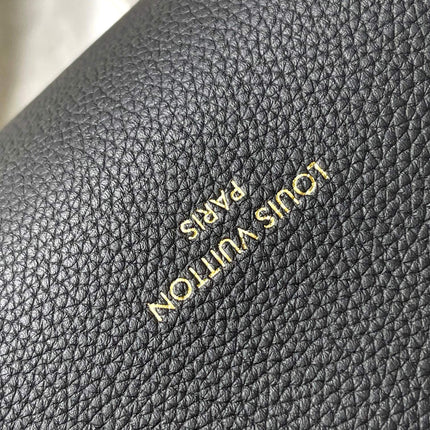 LOW KEY CABAS 47 IN BLACK GRAINED CALFSKIN GOLD BUCKLE