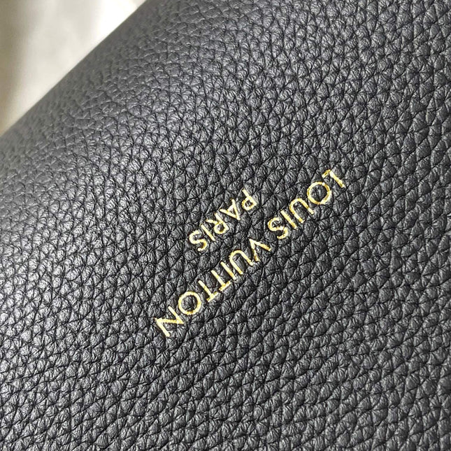 LOW KEY CABAS 47 IN BLACK GRAINED CALFSKIN GOLD BUCKLE