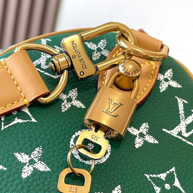 SPEEDY P9 BANDOULIÈRE 25 IN GREEN MONOGRAM CANVAS GOLD HARDWARE
