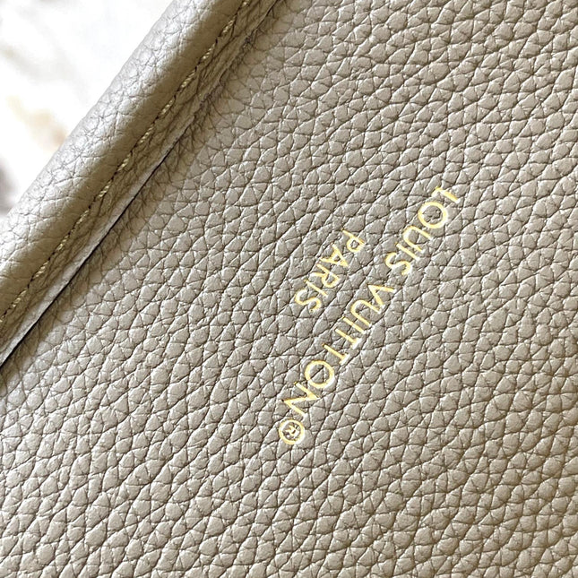 NEVERFULL BANDOULIÈRE INSIDE OUT BB 24 IN BROWN MONOGRAM CANVAS AND GRAY CALFSKIN