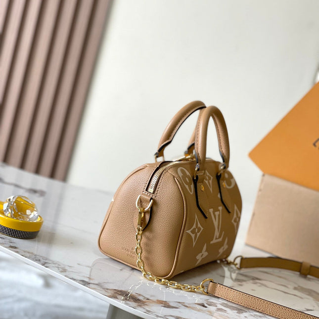 SPEEDY BANDOULIÈRE 20 IN MILK TEA MONOGRAM EMPREINTE LEATHER