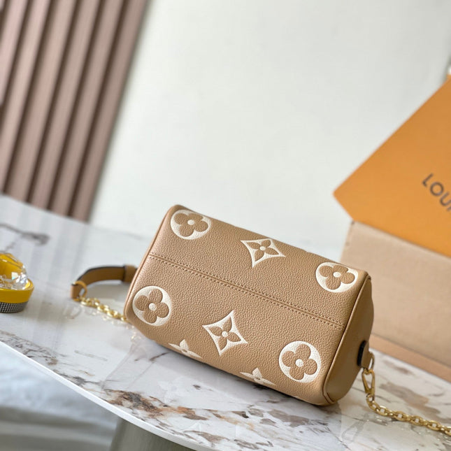 SPEEDY BANDOULIÈRE 20 IN MILK TEA MONOGRAM EMPREINTE LEATHER