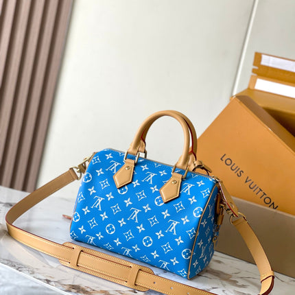 SPEEDY P9 BANDOULIÈRE 25 IN BLUE MONOGRAM CANVAS GOLD HARDWARE
