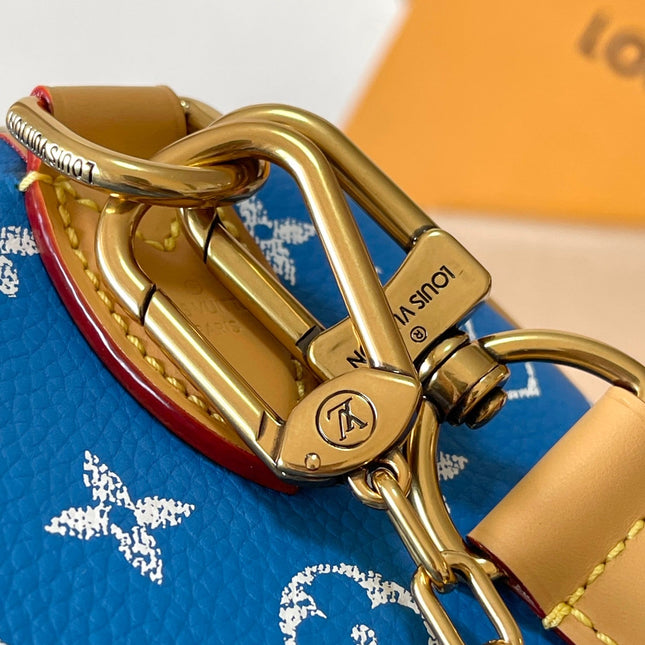 SPEEDY P9 BANDOULIÈRE 25 IN BLUE MONOGRAM CANVAS GOLD HARDWARE