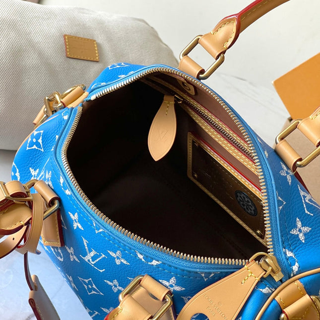 SPEEDY P9 BANDOULIÈRE 25 IN BLUE MONOGRAM CANVAS GOLD HARDWARE