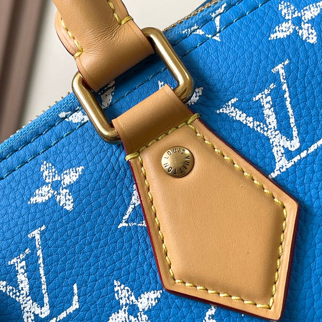 SPEEDY P9 BANDOULIÈRE 25 IN BLUE MONOGRAM CANVAS GOLD HARDWARE