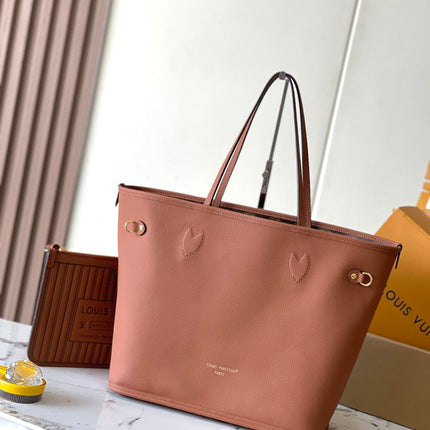 NEVERFULL INSIDE OUT MM 31 IN BROWN MONOGRAM CANVAS AND CALFSKIN TRIM