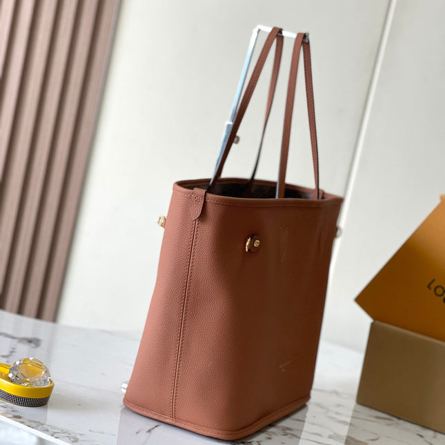NEVERFULL INSIDE OUT MM 31 IN BROWN MONOGRAM CANVAS AND CALFSKIN TRIM