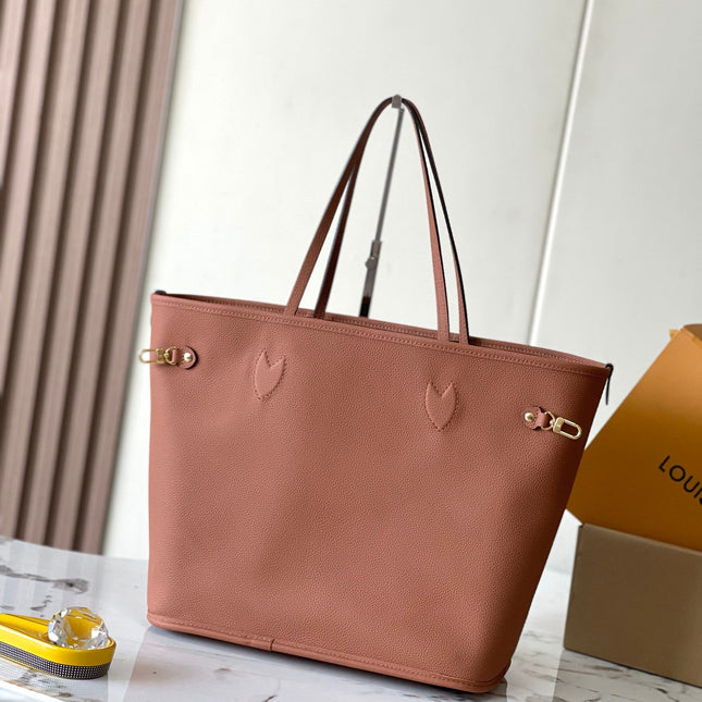 NEVERFULL INSIDE OUT MM 31 IN BROWN MONOGRAM CANVAS AND CALFSKIN TRIM