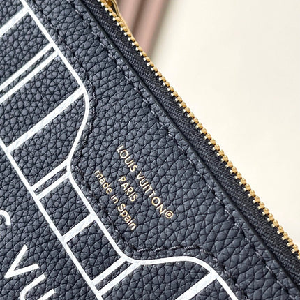 NEVERFULL BANDOULIÈRE INSIDE OUT BB 24 IN BROWN MONOGRAM CANVAS AND BLACK CALFSKIN
