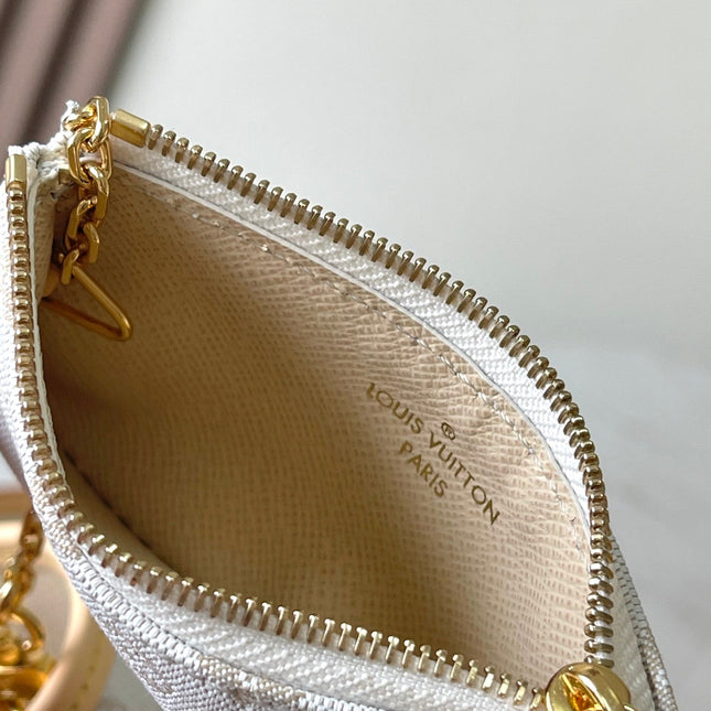 NANO BUCKET 17 IN WHITE MONOGRAM JACQUARD AND BEIGE CALFSKIN TRIM