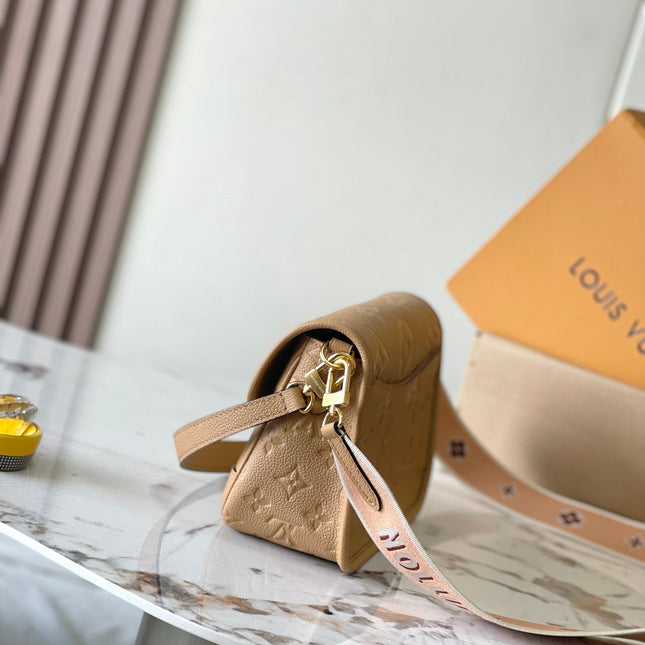 DIANE 23 IN WARM TAN BROWN EMBOSSED GRAINED CALFSKIN