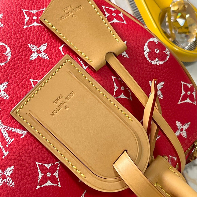 SPEEDY P9 BANDOULIÈRE 25 IN RED MONOGRAM CANVAS GOLD HARDWARE