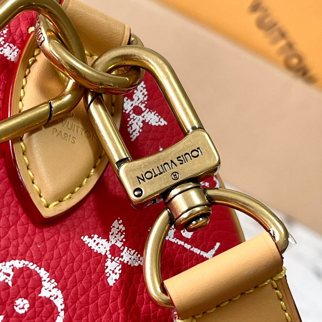 SPEEDY P9 BANDOULIÈRE 25 IN RED MONOGRAM CANVAS GOLD HARDWARE