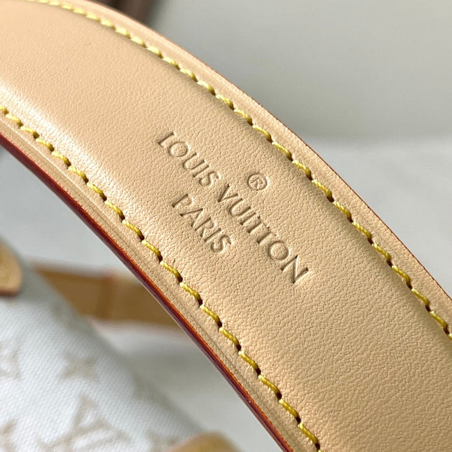 SAUMUR BB 20 WHITE MONOGRAM MINI JACQUARD AND LEATHER TRIM GOLD HARDWARE