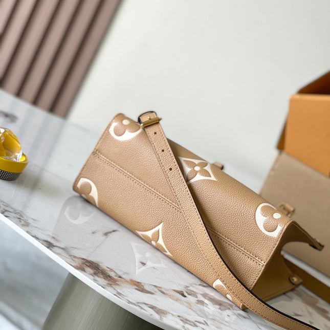 ONTHEGO PM 25 IN MILK TEA MONOGRAM IMPREINTE LEATHER