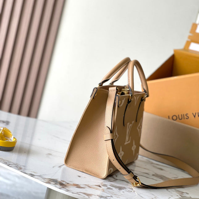 ONTHEGO PM 25 IN MILK TEA MONOGRAM IMPREINTE LEATHER