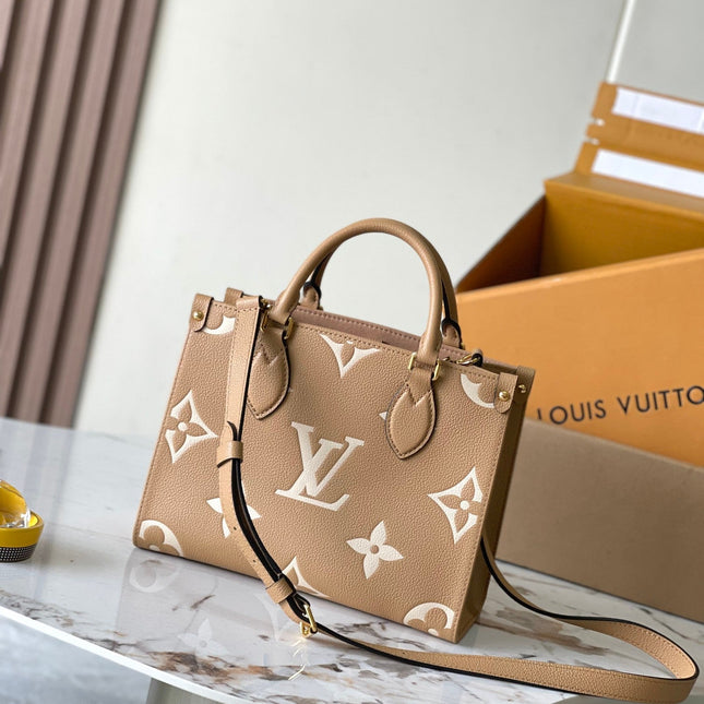 ONTHEGO PM 25 IN MILK TEA MONOGRAM IMPREINTE LEATHER