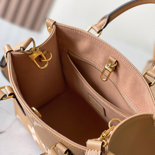 ONTHEGO PM 25 IN MILK TEA MONOGRAM IMPREINTE LEATHER