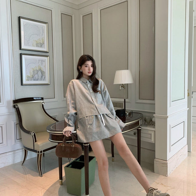 MIUMIU SHIRT & MINI SKIRT SET STYLE 186