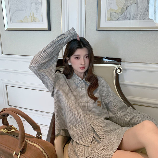 MIUMIU SHIRT & MINI SKIRT SET STYLE 186