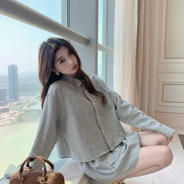 MIUMIU SHIRT & MINI SKIRT SET STYLE 186