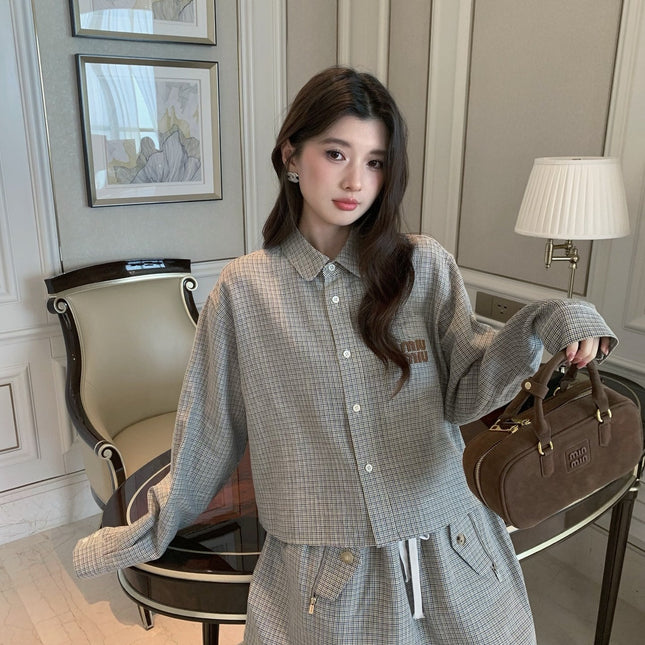 MIUMIU SHIRT & MINI SKIRT SET STYLE 186