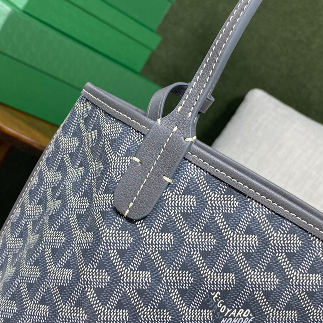 ANJOU MINI BAG 20 IN GREY GOYARDINE CANVAS AND CALFSKIN