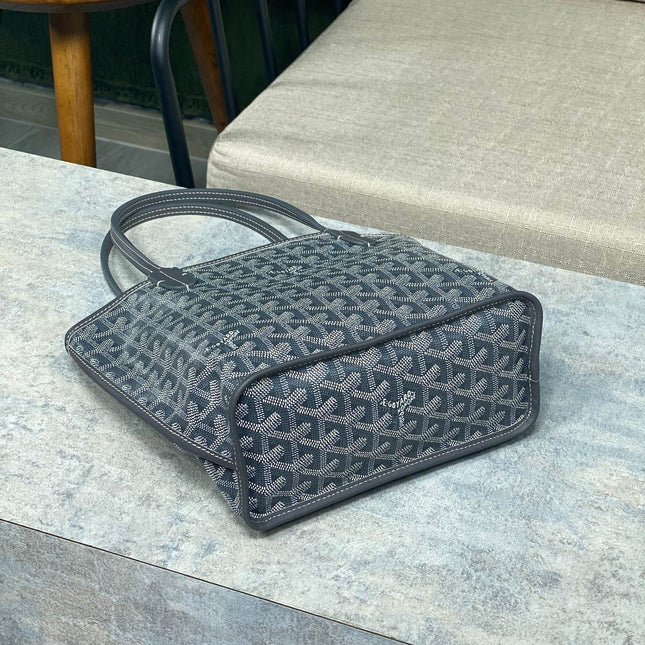 ANJOU MINI BAG 20 IN GREY GOYARDINE CANVAS AND CALFSKIN
