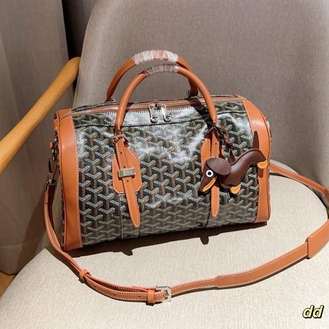 SAC HARDY PM BAG 35 IN BROWN GOYARDINE CANVAS AND TAN CALFSKIN