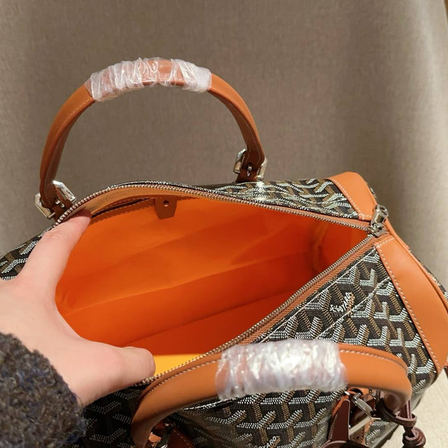 SAC HARDY PM BAG 35 IN BROWN GOYARDINE CANVAS AND TAN CALFSKIN