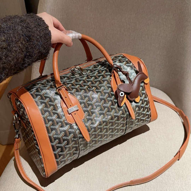 SAC HARDY PM BAG 35 IN BROWN GOYARDINE CANVAS AND TAN CALFSKIN